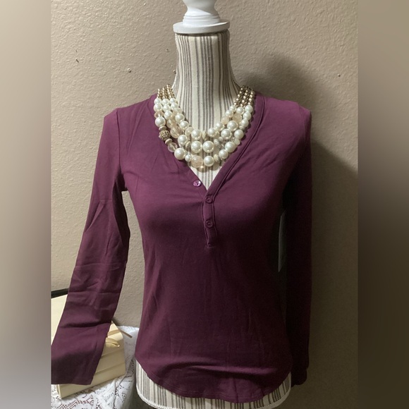 Athleta Tops - NEWT ATHLETA Burgundy Button-Up Top